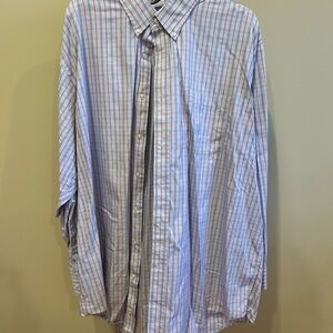 Men's Pink and Blue Striped Shirt